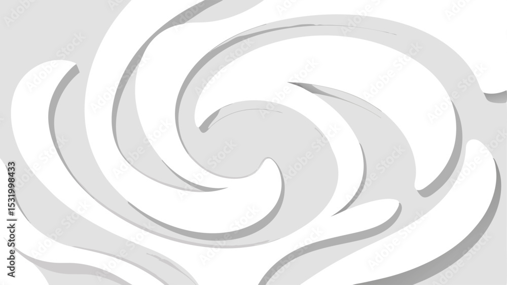 Poster abstract white swirls with subtle shadow on transparent background for versatile designs