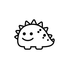 Black Lined Icon of Smiling Monster with Spiked Back