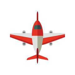 Top view red and white airplane isolated on a white background vector illustration