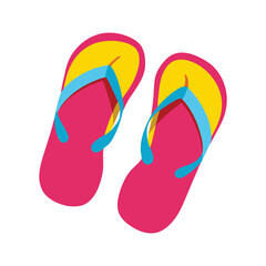 Pair of colorful flip flops isolated on white background summer vacation