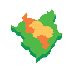 Obraz premium Isometric map of brazil with acre in highlighted colors