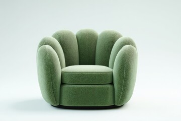 Light sage green, scalloped armchair