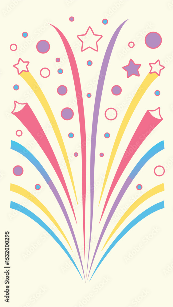 Aufkleber colorful abstract bursting design element featuring stars and circles with transparency