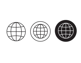 Fototapeta premium Set of Globe Icons – Minimal Line and Solid World Symbols for Web, App, or Digital Use
