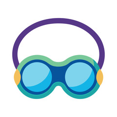 Colorful cartoon swimming goggles illustration for summer fun and water safety