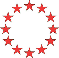 Red Stars Circle Minimal Clean Flat Vector Illustration