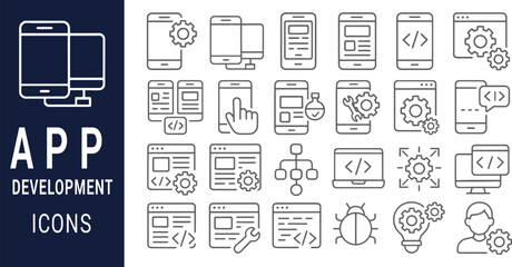 App Development Icons A Comprehensive Set of Mobile and Web Application Design Elements