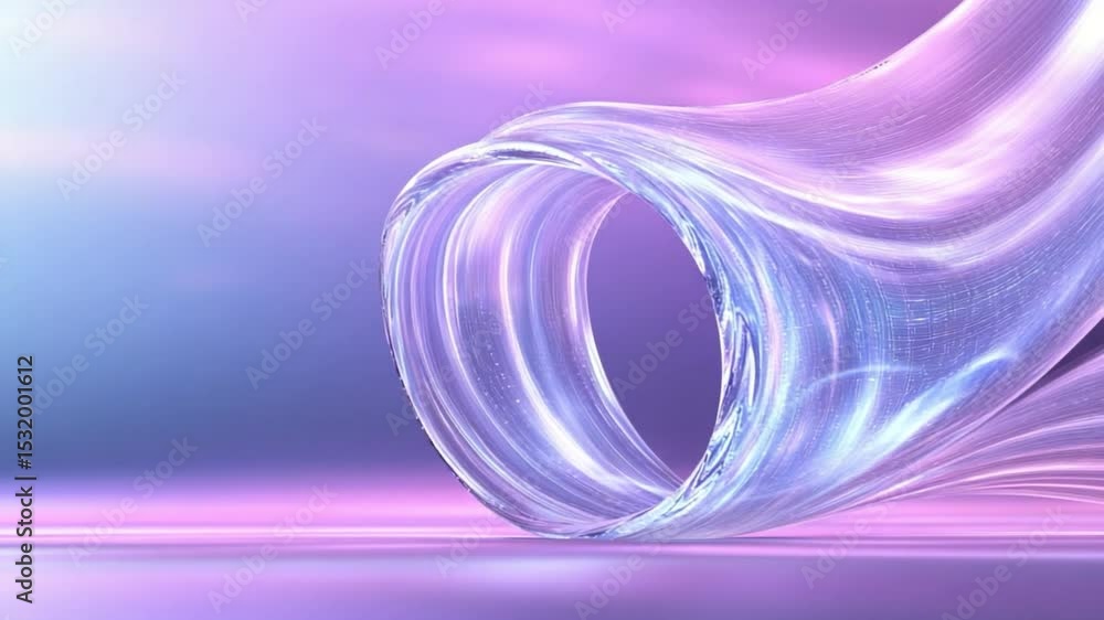 Poster abstract fluid sculpture: a dynamic, looping form of shimmering light and flowing energy is displaye