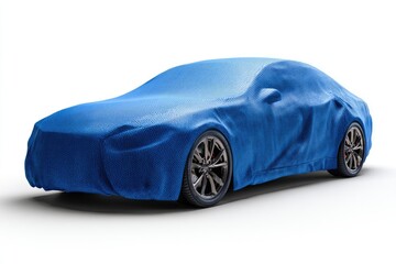 Blue cloth covers modern car