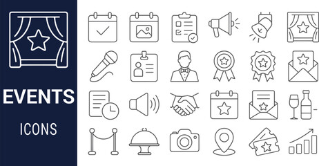 Event Planning Icons A Comprehensive Collection of Line Icons for Event Management and Organization