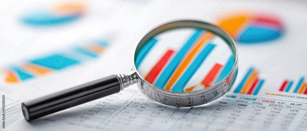 Poster analyzing business growth through data insights office environment infographic charts close-up viewp
