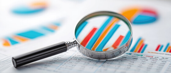 Analyzing business growth through data insights office environment infographic charts close-up viewpoint strategic planning for effective decision-making