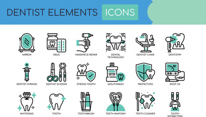 Dentist Icons 20 High-Quality Vector Illustrations for Dental Practices and Websites. Perfect for brochures, presentations, and marketing materials. Downloadable in EPS format.