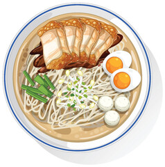 Vector Illustration of Traditional Asian Ramen Bowl