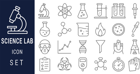 Science Lab Icons A Comprehensive Set of Line Art Illustrations for Scientific Research and Education