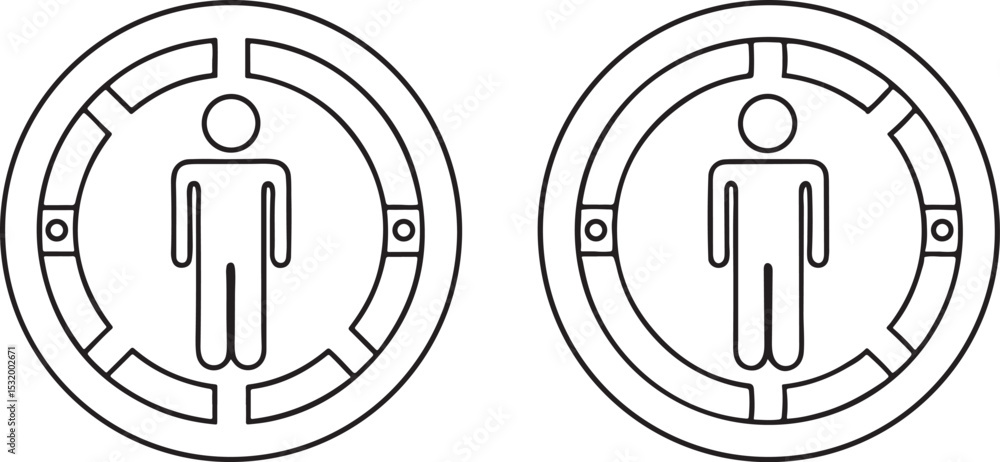 Poster login icon flat vector user silhouette door access control sign in editable ui design