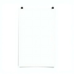 Blank white poster mockup with black clips