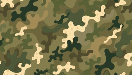 Fototapeta premium Seamless Army Camouflage Pattern Military Green Beige Abstract Texture Background Fashion Fabric
