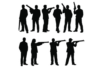 pistol shooting sport silhouette collection set. air pistol, handgun, shoot © Daishin