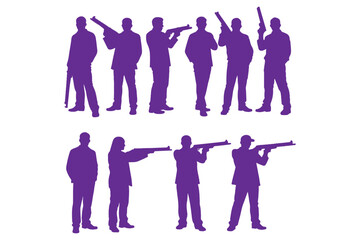 pistol shooting sport silhouette collection set. air pistol, handgun, shoot