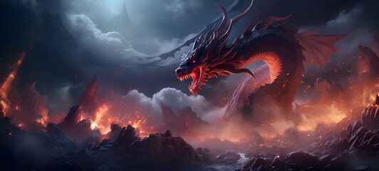 Galaxy Version of dragon war world, ai generative