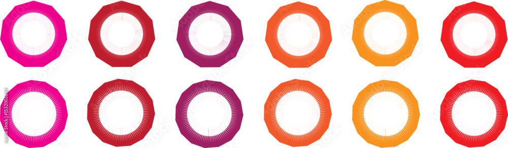 Poster infographic pie chart set. cycle collection -1. 2,3,4,5,6,7..8 and 9 section. vector isolated on whi