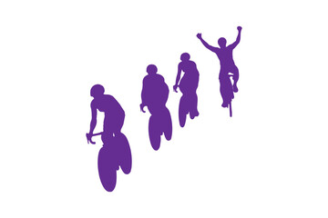 set of silhouettes of cyclist. sport, racing, vehicle, active concept. vector illustration.
