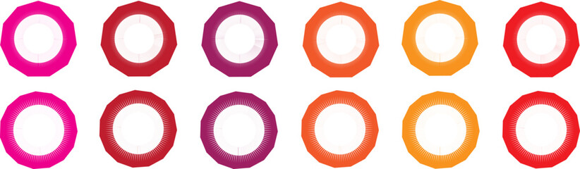 Infographic pie chart set. Cycle collection -1. 2,3,4,5,6,7..8 and 9 section. Vector isolated on white background