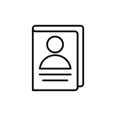 Editable Line Icon of Personal ID Passport Outline Symbol for Travel Identification Document