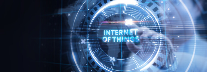 Internet of things - IOT concept. Businessman offer IOT products and solutions.