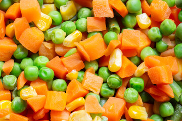 Mixed veg vegetables cooked background backdrop. Healthy vegetarian vegan food concept.