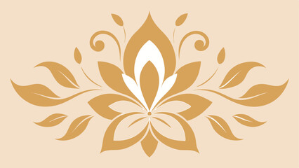 Elegant floral ornamental design with leaves and swirls in a warm beige color scheme
