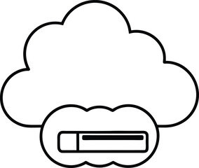 Backup Progress Bar in Digital Cloud Environment vector Line art