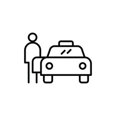 Obraz premium Person Standing by Taxi Icon Line Style Symbol Thin