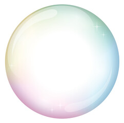 透過している虹色に煌めくシャボン玉のベクターイラストアイコン／CS4保存、透明マスク透明グラデ使用(Vector Illustration Icon of Transparent Iridescent Soap Bubble with Rainbow Shine / Saved in CS4 with Transparent Mask and Gradient)