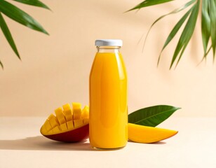 Still life spa with essential oils, fruit, and healthy beverages in glass bottles