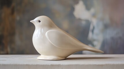 Elegant Ceramic Bird Figurine on White Surface