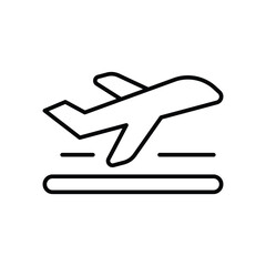 Airplane Taking Off Icon Outline Thin Line Vector