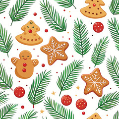 Repeating Cat Pattern on White Background with Colorful Elements Illustration Design