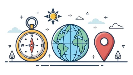  Geolocation. Vector image. Illustration. Icons.
