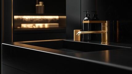 Luxury Black and Gold Bathroom Sink Design