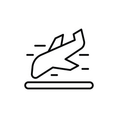 Landing Plane Icon Thin Line Outline Style for Air Travel Arrival and Aviation Services