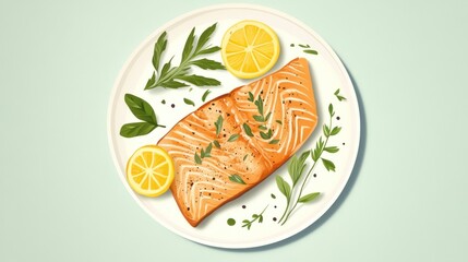 Delicious Grilled Salmon Fillet with Lemon and Herbs