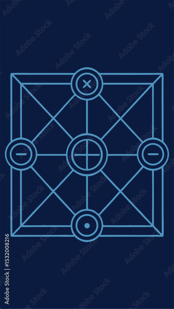 Poster geometric abstract data grid symbol representing information and digital concepts in deep blue