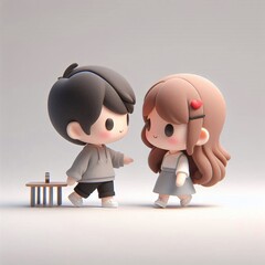 Fototapeta premium Sweet and cute couple miniature
