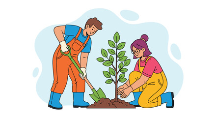 People Planting a Tree Together in the Garden a Symbol of Hope and Growth