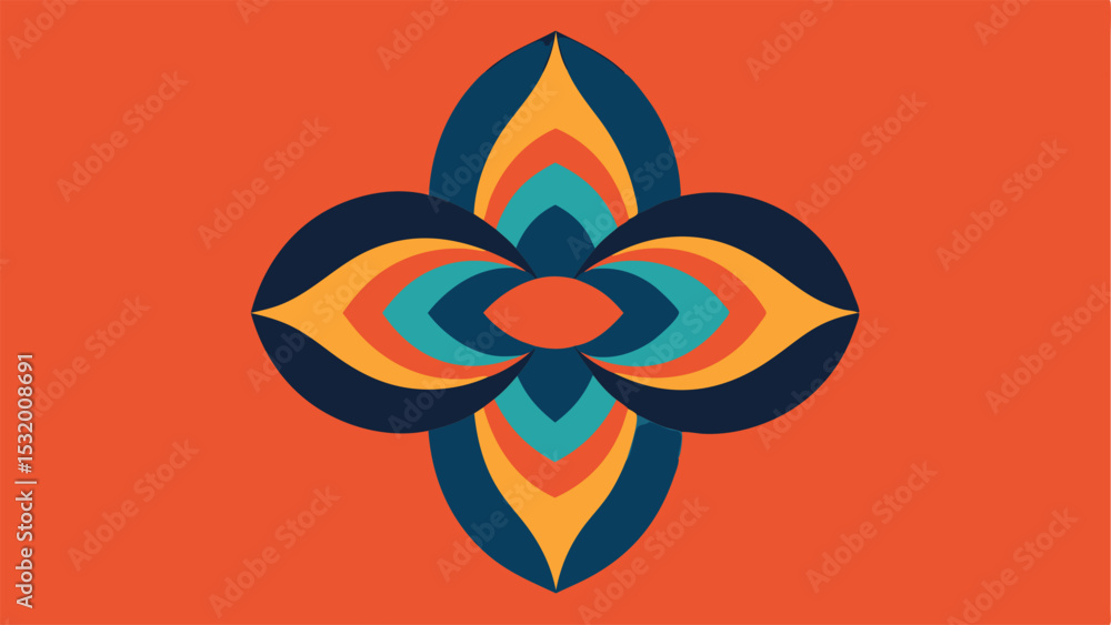 Poster geometric floral pattern with retro color palette suitable for modern design projects