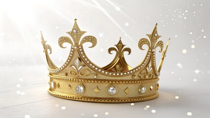 Gold Royal Crown, 3D rendering isolated on white background