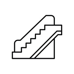 Outline Icon of Moving Escalator Thin Line Symbol for Urban Transit or Building Interior Design