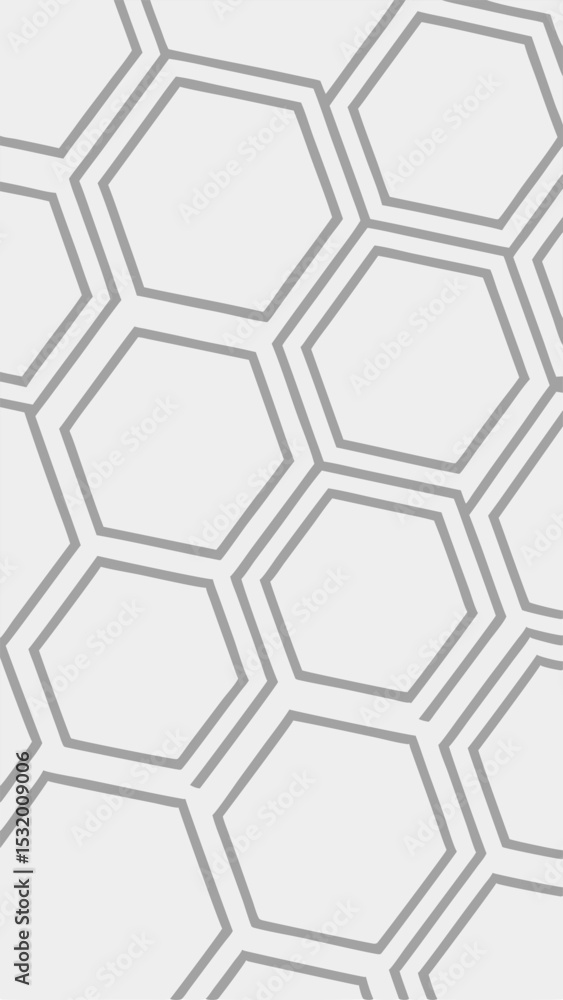 Poster geometric pattern composed of gray hexagons on a white backdrop suitable for designs